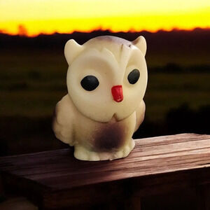 Vtg Rubber Hand Painted Owl Pencil Sharpener 2 Inches